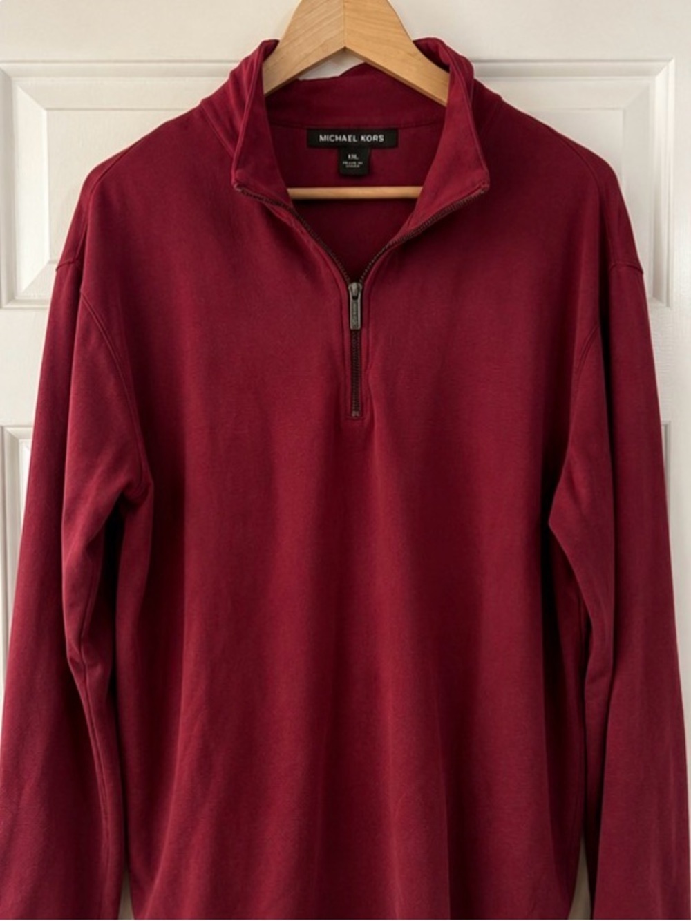 Michael Kors Men's Quarter Zip Pullover Burgundy XXL